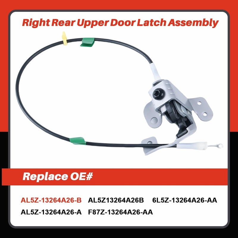 FEIMAOTUI AL5Z-13264A26-B Right Rear Upper Door Latch Assembly Compatible with Ford Ranger 1998-2011 Passenger Side Rear Door Lock Cylinder Cable Replace# AL5Z13264A26B - Image 2